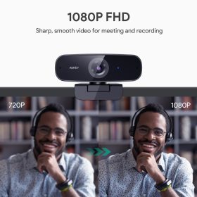AUKEY PC-W3 Impression 1080p Webcam Live Streaming Camera with Stereo Microphone - Black - Image 7