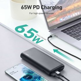 AUKEY PB-Y37 65W PD Dual USB C Port with 20000mAh Powerbank for Notebook, iPhone, Ipad, Nintendo Switch, Android & iOS - Black - Image 5