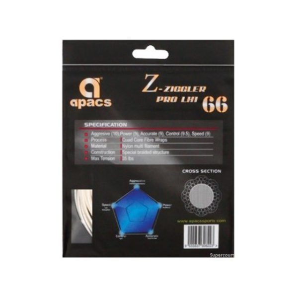 APACS Z-Ziggler Pro LHI 66 ( Thickness 0.66 mm) Original Badminton String - White