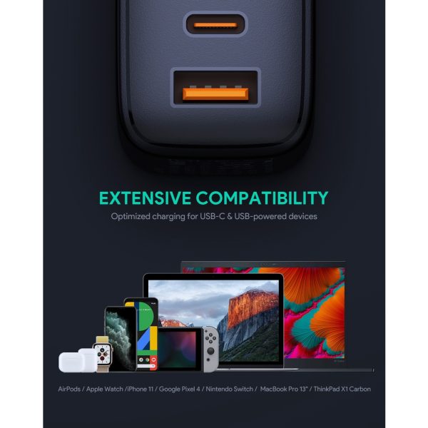 AUKEY PA-B3 65W Dual-Port Power Deliver Charger with GaN Power Tech - Black