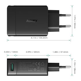 AUKEY PA-Y7 AMP Duo Power Delivery 3.0 USB C 1+2 Port Turbo Charger (29W) - Black - Image 3