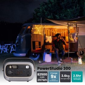 AUKEY PS-RE03 PowerStudio 300 297Wh 82500mAh Portable Power Station 100W Power Delivery with Sine Wave Output - Grey - Image 9