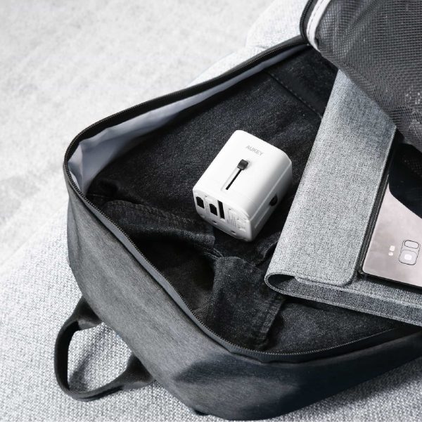 AUKEY PA-TA01 Universal Travel Adapter With USB-C and USB-A Ports - White