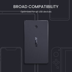 AUKEY PB-N36 20000mAh Power Bank 3.4A Dual Turbo Recharge AiPower With iOS Lightning Input (+ USB C Cable) - Black - Image 5