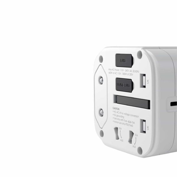 AUKEY PA-TA01 Universal Travel Adapter With USB-C and USB-A Ports - White