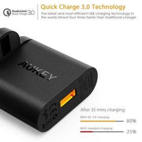 AUKEY PA-T9 QC 3.0 Travel Charger + Micro USB to USB C Converter (19.5W) - Black - Image 4