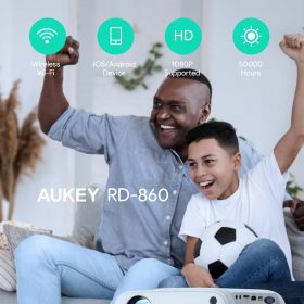 AUKEY RD-860 Full HD 1080P Wi-Fi LCD Projector with Support Smartphone Screen Sync HDMI VGA - White - Image 9