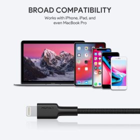 AUKEY CB-CL1 MFI Braided Nylon USB C To Lightning Cable Fast Charge iPhone 12/11/XR/X/8/8 Plus - Black - Image 5