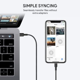 AUKEY CB-CL1 MFI Braided Nylon USB C To Lightning Cable Fast Charge iPhone 12/11/XR/X/8/8 Plus - Black - Image 7