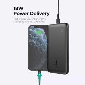 AUKEY PB-N73S 18W PD 10000mAh Power Deliver USB C Power Bank - Black - Image 5
