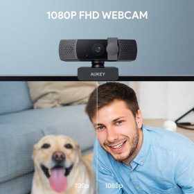 AUKEY PC-LM7 Webcam With Privacy Cover 1080P Full HD With Dual Noise-Reducing Mic For Online Meeting & Streaming - Black - Image 8