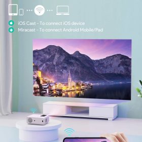 AUKEY RD-870 Cinex S Lite Full HD 1080P Wi-Fi LED Projector with Support Smartphone Screen Sync HDMI - White - Image 9