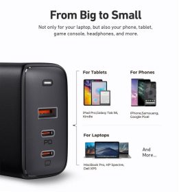 AUKEY PA-B6S Omnia 90W 3-Port MacBook Pro Charger with GaNTech PD Charger USB C Fast Charger Laptop Charger QC 4.0+ PPS - Black - Image 3