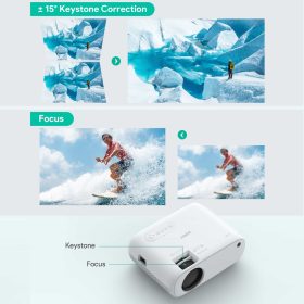 AUKEY RD-860 Full HD 1080P Wi-Fi LCD Projector with Support Smartphone Screen Sync HDMI VGA - White - Image 5