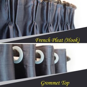 LAVINIO Eyelet Ring / Hook Blackout Curtain UV Protection Curtain Grommet Top French Pleat - Navy - Image 3