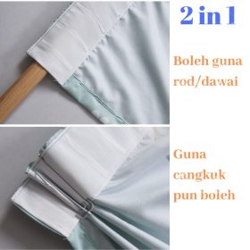 (Free Hook) Hook Type Plain Curtain Semi Blackout Door Curtain - CS120 Tiffany Green - Image 3