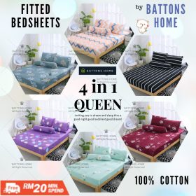 Premium Cotton 4 in 1 Queen Size Fitted Bedsheet - Q2 - Image 5