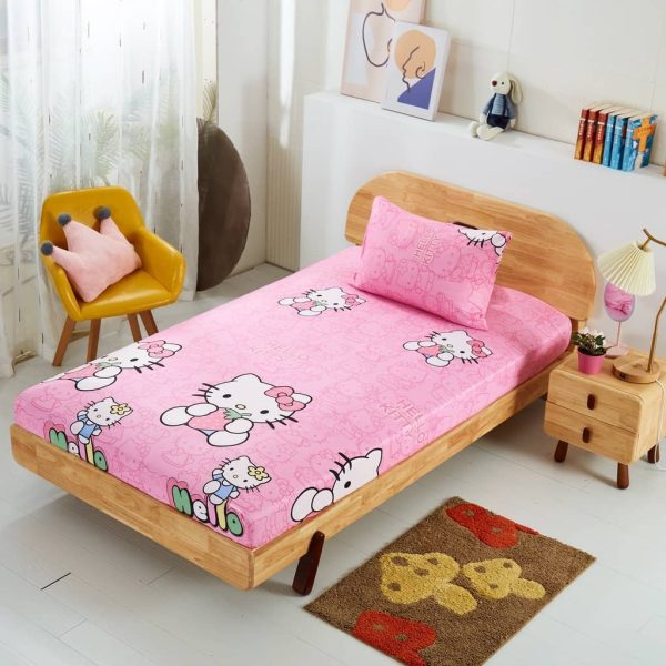 (Ready stock) 100% Cotton 2 in 1 Single Size Fitted Bedsheet - S4