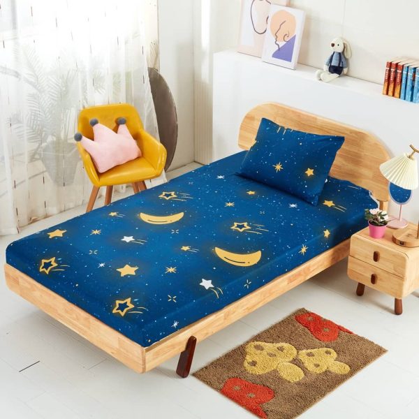 (Ready stock) 100% Cotton 2 in 1 Single Size Fitted Bedsheet - S2