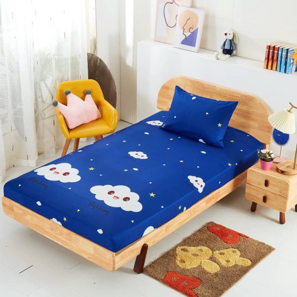(Ready stock) 100% Cotton 2 in 1 Single Size Fitted Bedsheet - S8