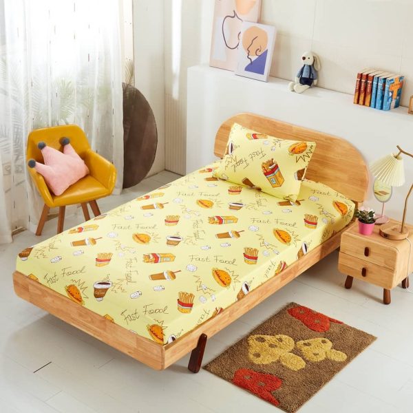(Ready stock) 100% Cotton 2 in 1 Single Size Fitted Bedsheet - S23