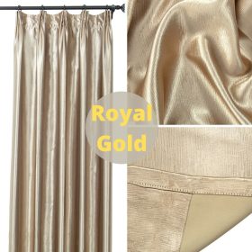 LAVINIO Eyelet Ring / Hook Blackout Curtain UV Protection Curtain Grommet Top French Pleat - Royal Gold - Image 1