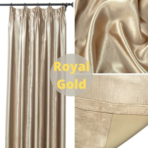 LAVINIO Eyelet Ring / Hook Blackout Curtain UV Protection Curtain Grommet Top French Pleat - Royal Gold