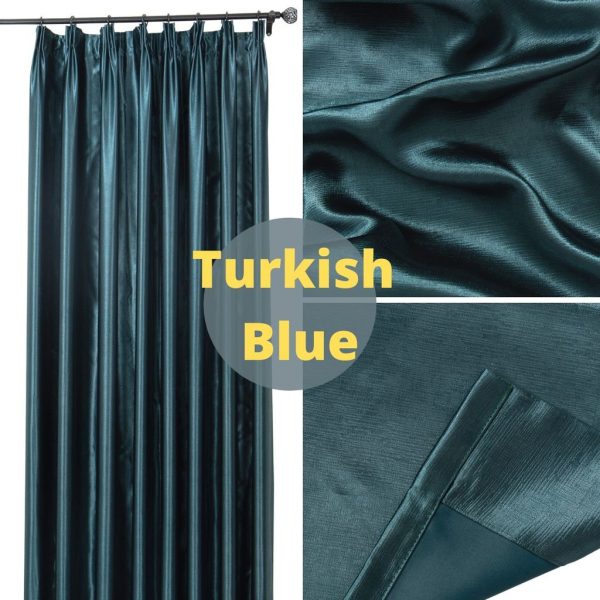 LAVINIO Eyelet Ring / Hook Blackout Curtain UV Protection Curtain Grommet Top French Pleat - Turkish Blue