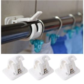 Rod Holder Self Adhesive Curtain Rod Bracket Wall Curtain Hanging Bracket Kitchen Hanging Bracket Clip (2 pcs) - Image 2