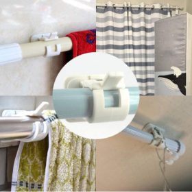 Rod Holder Self Adhesive Curtain Rod Bracket Wall Curtain Hanging Bracket Kitchen Hanging Bracket Clip (2 pcs) - Image 3