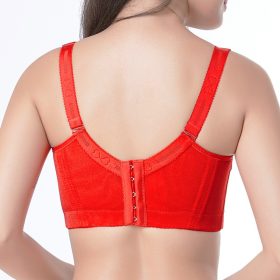 Plus Size Bra 38D to 50DE thin Steel-rimmed Lace Breathable Push Up Side Adjustable with Wired B0019 - Red - Image 3