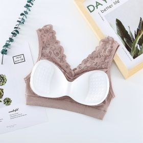 M and L Plus Size Bra Seamless Lace Vest-style Tube Comfort Push Up Wireless Bra B0027 - Blue - Image 8