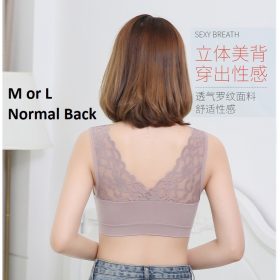 M and L Plus Size Bra Seamless Lace Vest-style Tube Comfort Push Up Wireless Bra B0027 - Blue - Image 10