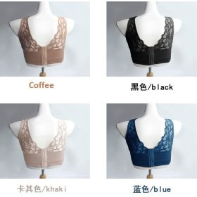 M and L Plus Size Bra Seamless Lace Vest-style Tube Comfort Push Up Wireless Bra B0027 - Blue - Image 7