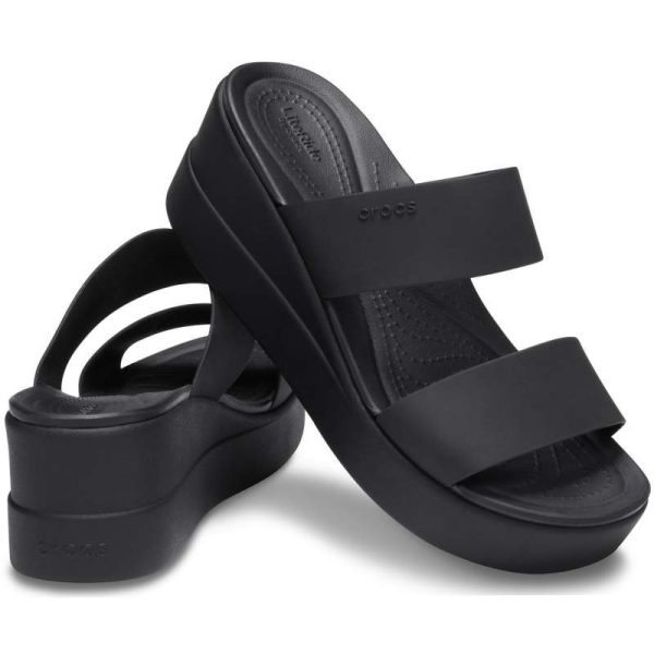 CROCS Brooklyn Mid Wedge / Sandal Wedges / Crocs Sandals / Crocs Women / Crocs Wedges / Slippers - Black