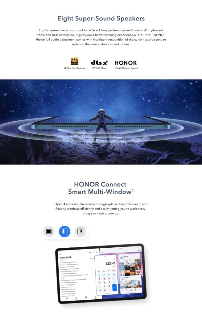 HONOR Pad 8 (6G+2G Extension+128G) 12-inch Eye-Comfort HONOR FullView Display丨Eight Super-Sound Speakers - Blue Hour