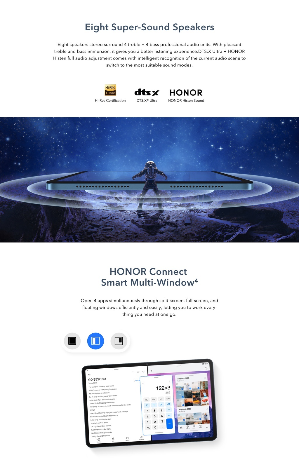 HONOR Pad 8 (6G+2G Extension+128G) 12-inch Eye-Comfort HONOR FullView Display丨Eight Super-Sound Speakers - Blue Hour - Image 9