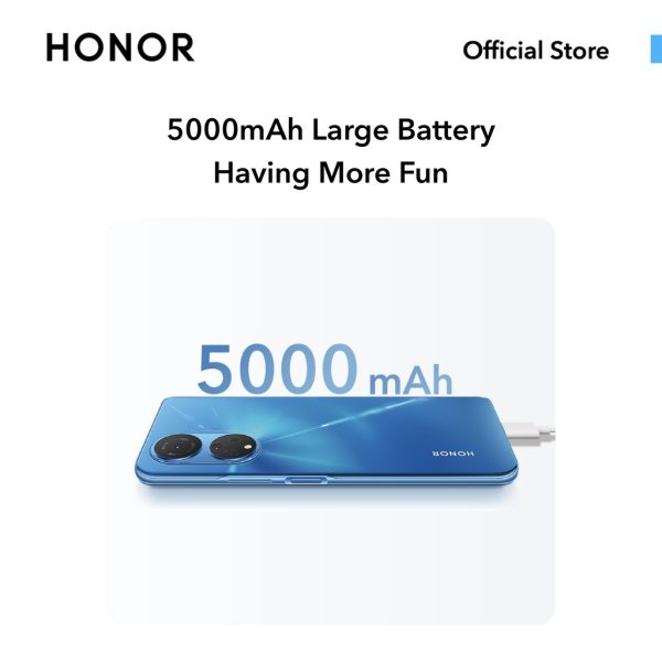 HONOR X7 Smartphone (4GB + 2GB Extension + 128GB/5000mAh Battery/6.74" FullView Display 90Hz/Snapdragon 680 Chipset) - Ocean Blue