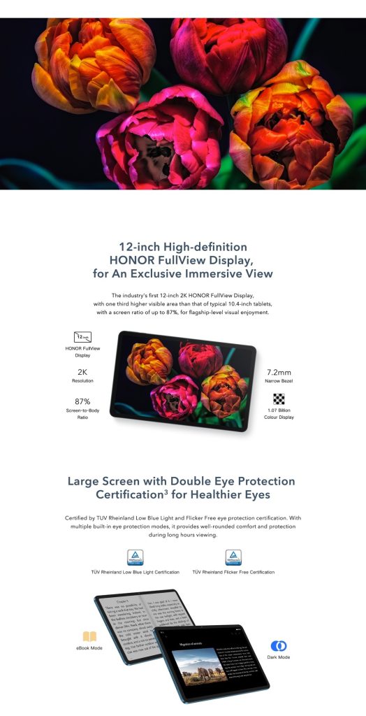 HONOR Pad 8 (6G+2G Extension+128G) 12-inch Eye-Comfort HONOR FullView Display丨Eight Super-Sound Speakers - Blue Hour