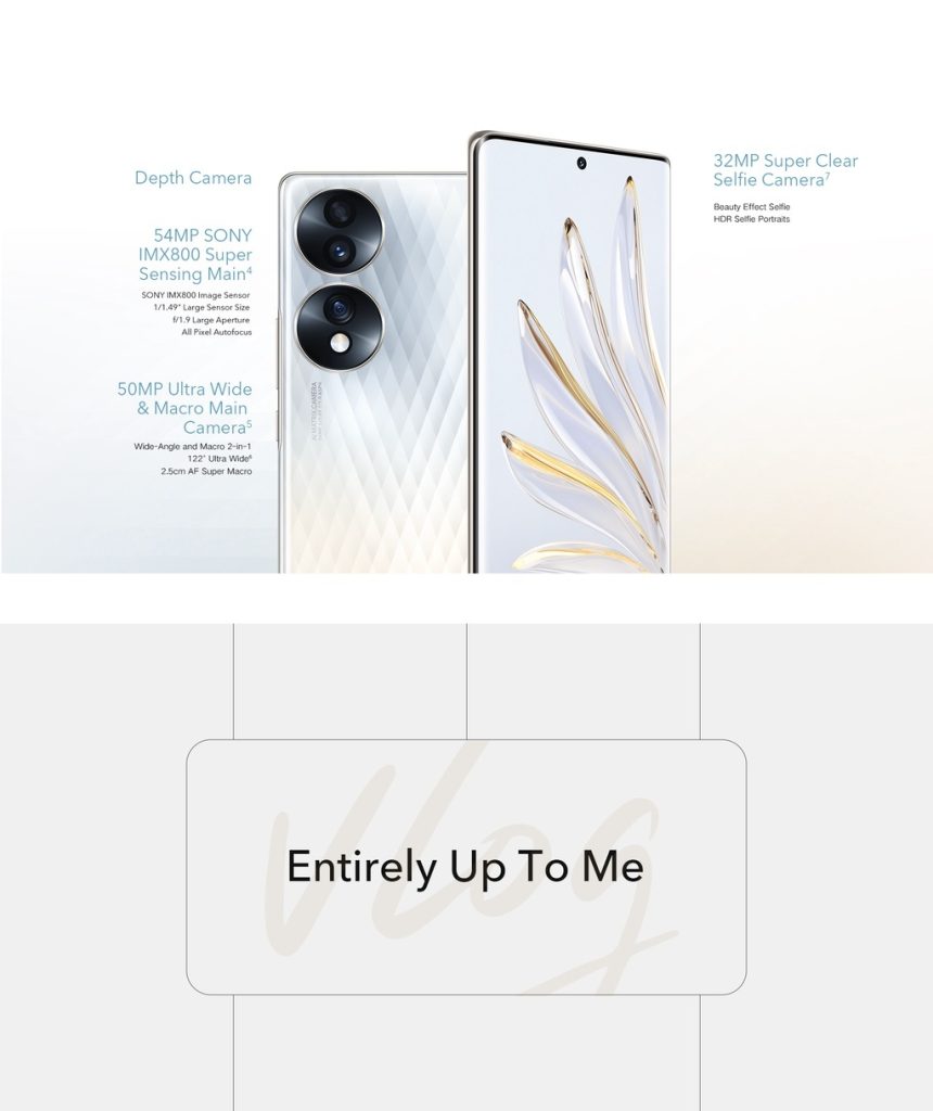 HONOR 70 5G Smartphone (8GB+256GB) 丨IMX800 Super Sensing Vlog Camera丨1920Hz PWM Dimming OLED Display - Crystal Silver