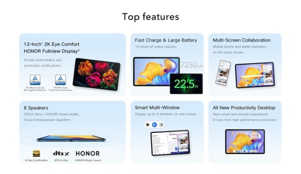HONOR Pad 8 (6G+2G Extension+128G) 12-inch Eye-Comfort HONOR FullView Display丨Eight Super-Sound Speakers - Blue Hour