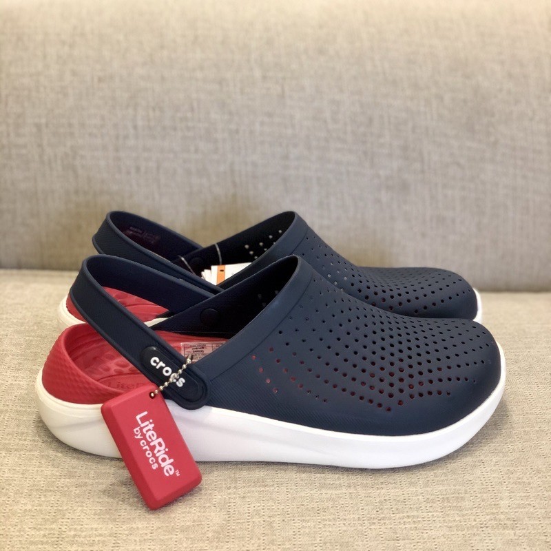 CROCS LiteRide Women Clog Sandal Slip-On Slipper - Navy Red - Image 2