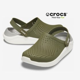 CROCS LiteRide fashion comfortable men and women outdoor beach shoes trend slippers - Dark Green - Image 4