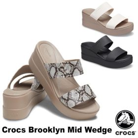 CROCS Brooklyn Mid Wedge / Sandal Wedges / Crocs Sandals / Crocs Women / Crocs Wedges / Slippers - Beige - Image 3