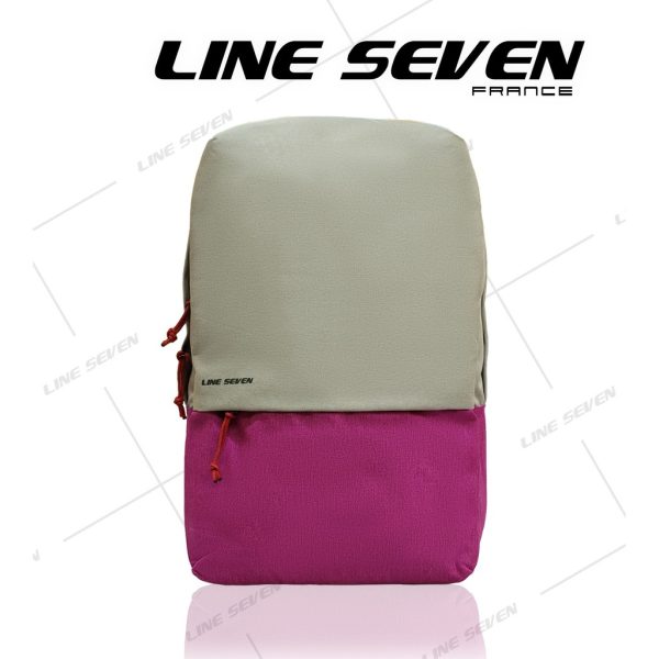 LINE SEVEN Laptop Backpack / Fashion Bag 1084-CB - Beige / Plum Red