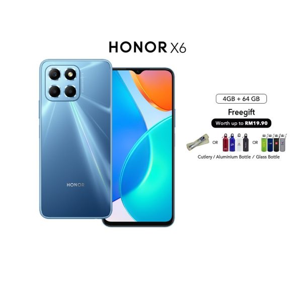 HONOR X6 Smartphone (4GB + 64GB/128GB) Micro SD Supported丨50MP Triple Camera丨5000mAh Long Lasting Battery - Ocean Blue