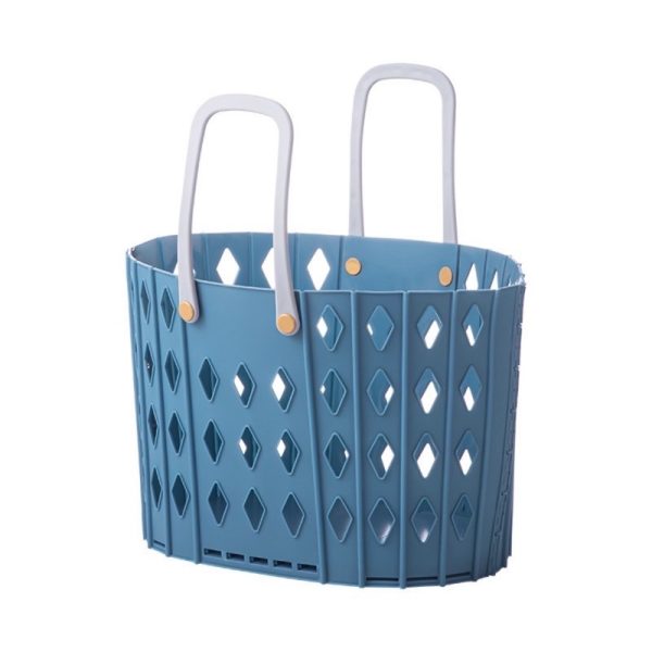 Foldable Shopping Basket Plastic Grocery Storage Basket T-shirt Laundry Bag Portable - Blue 2.0