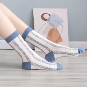 Crew Socks Women Stocking / Muslimah Stoking – Blue Grey Chain