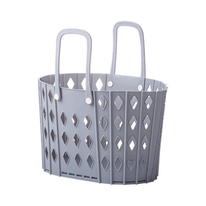 Foldable Shopping Basket Plastic Grocery Storage Basket T-shirt Laundry Bag Portable - Grey 2.0 - Image 1