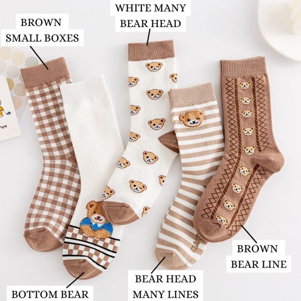 Crew Socks Women Stocking / Muslimah Stoking – White Bottom Bear